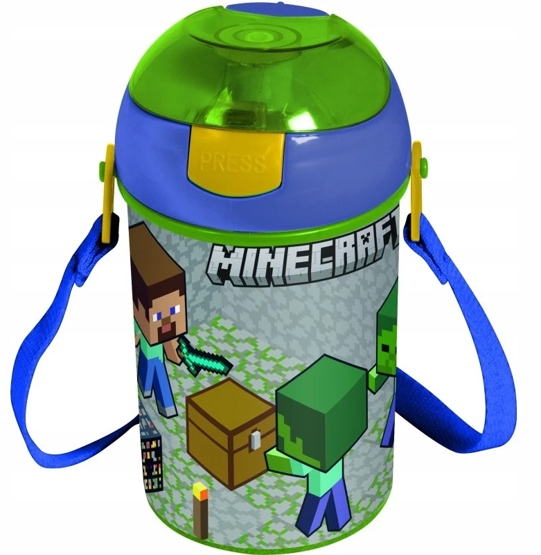 Stor Minecraft gertuvė su dirželiu, 450ml, be Bpa