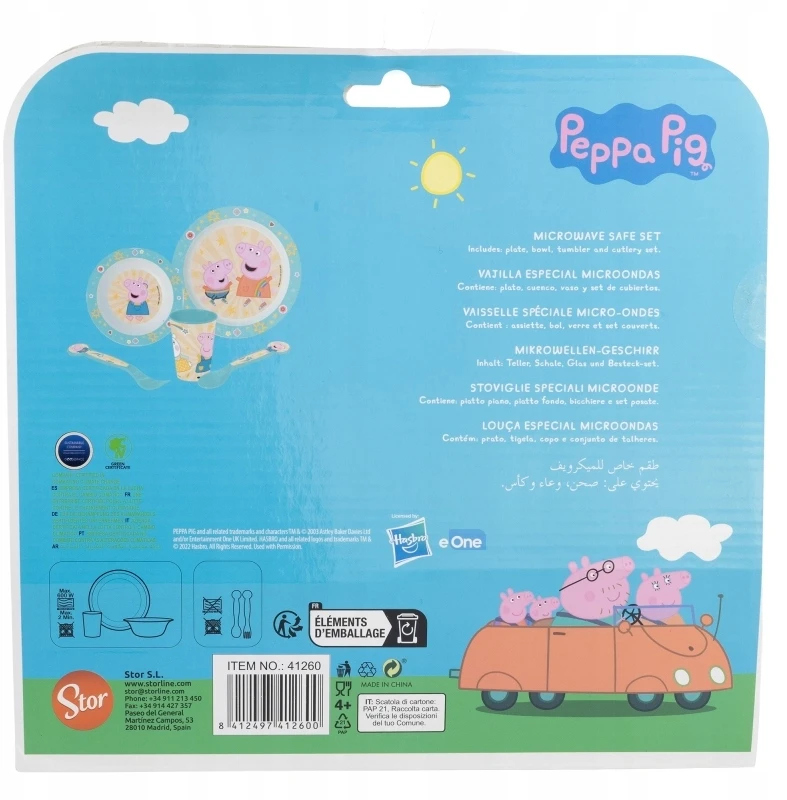 Stor Peppa Pig Pepa PIG pusryčių rinkinys su mikrobangų krosnelės stalo įrankiais