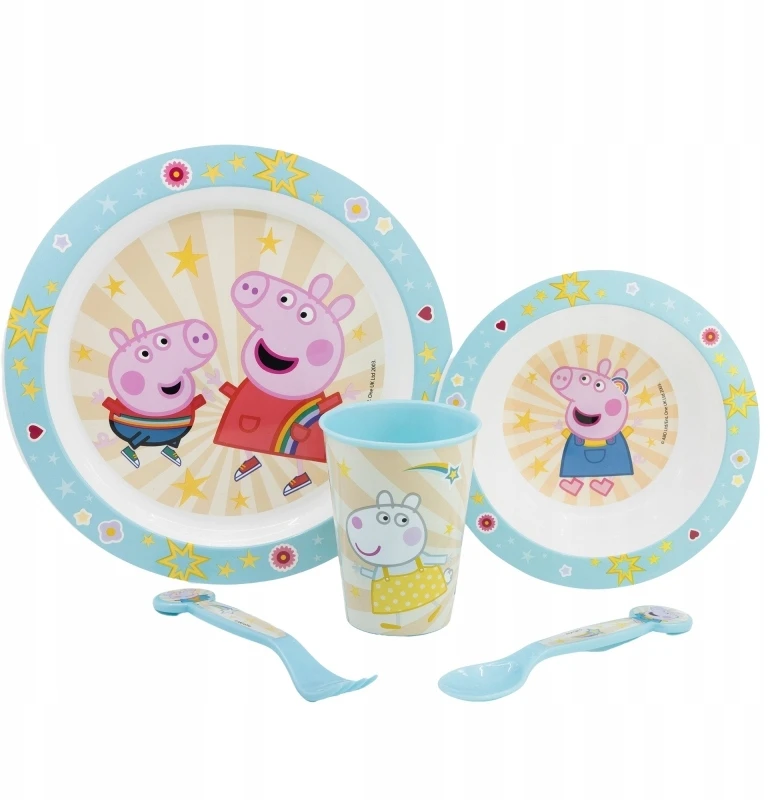 Stor Peppa Pig Pepa PIG pusryčių rinkinys su mikrobangų krosnelės stalo įrankiais