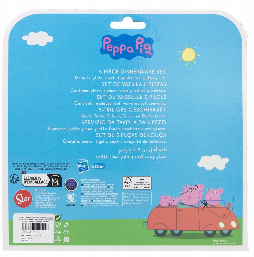 Stor Peppa Pig Pepa PIG pusryčių rinkinys su mikrobangų krosnelės stalo įrankiais