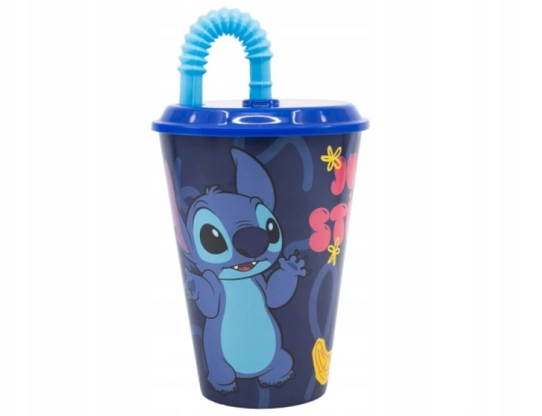 Stor Stitch puodelis su šiaudeliu 430 ml