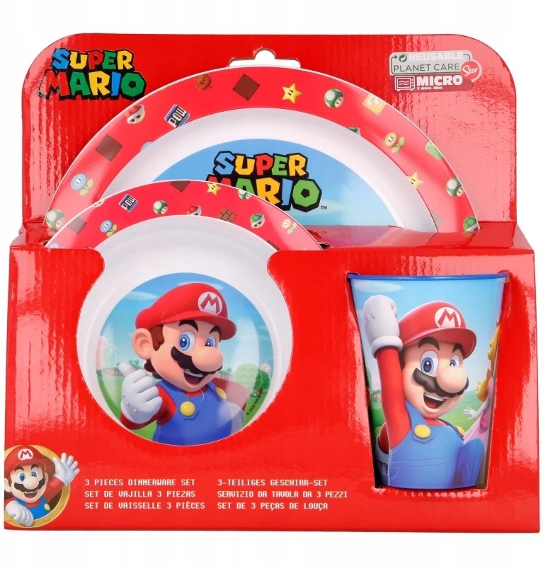 Stor SUPER MARIO 3in1 lėkštės ir puodelių valgymo rinkinys