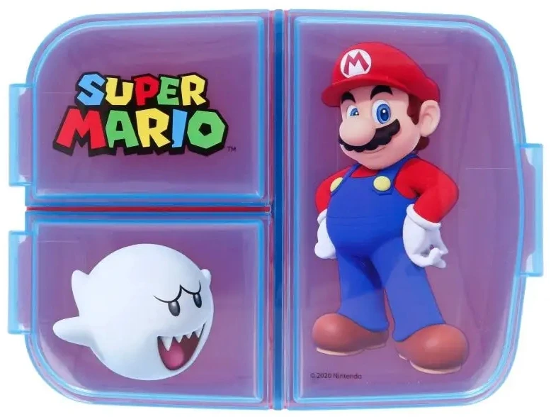 Priešpiečių dėžutė vaikams STOR 21420 3 skyriai Super Mario (mėlyna ir raudona)