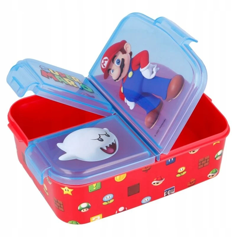 Priešpiečių dėžutė vaikams STOR 21420 3 skyriai Super Mario (mėlyna ir raudona)