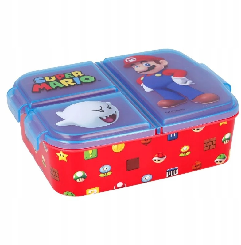 Priešpiečių dėžutė vaikams STOR 21420 3 skyriai Super Mario (mėlyna ir raudona)