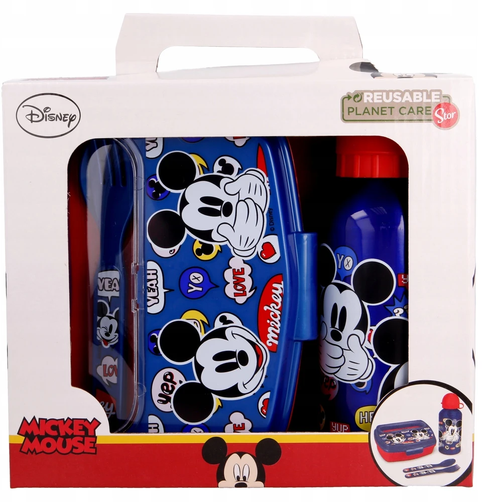 Mickey Mouse - Priešpiečių dėžutė set, 400ml water bottle, cutlery