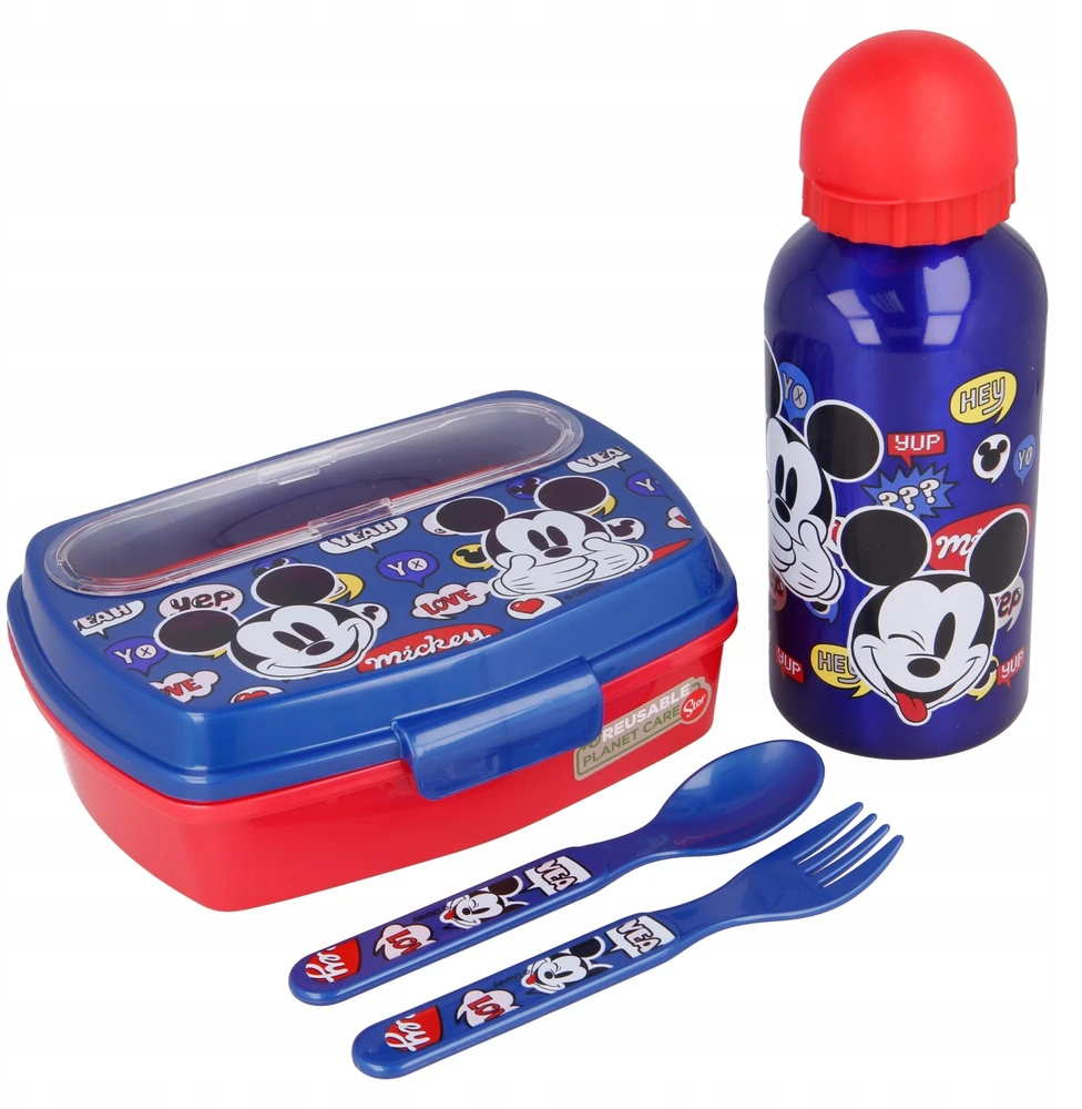 Mickey Mouse - Priešpiečių dėžutė set, 400ml water bottle, cutlery