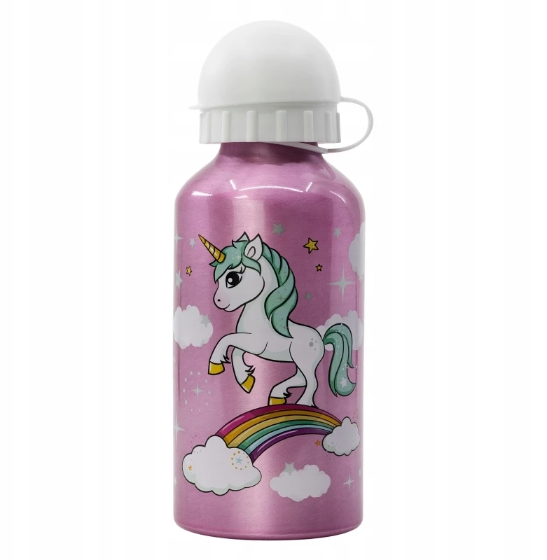 Stor Vaikų gertuvė - Vienaragis - 400ml - Aliuminis - Saugus kamštelis - Burnos antgalis