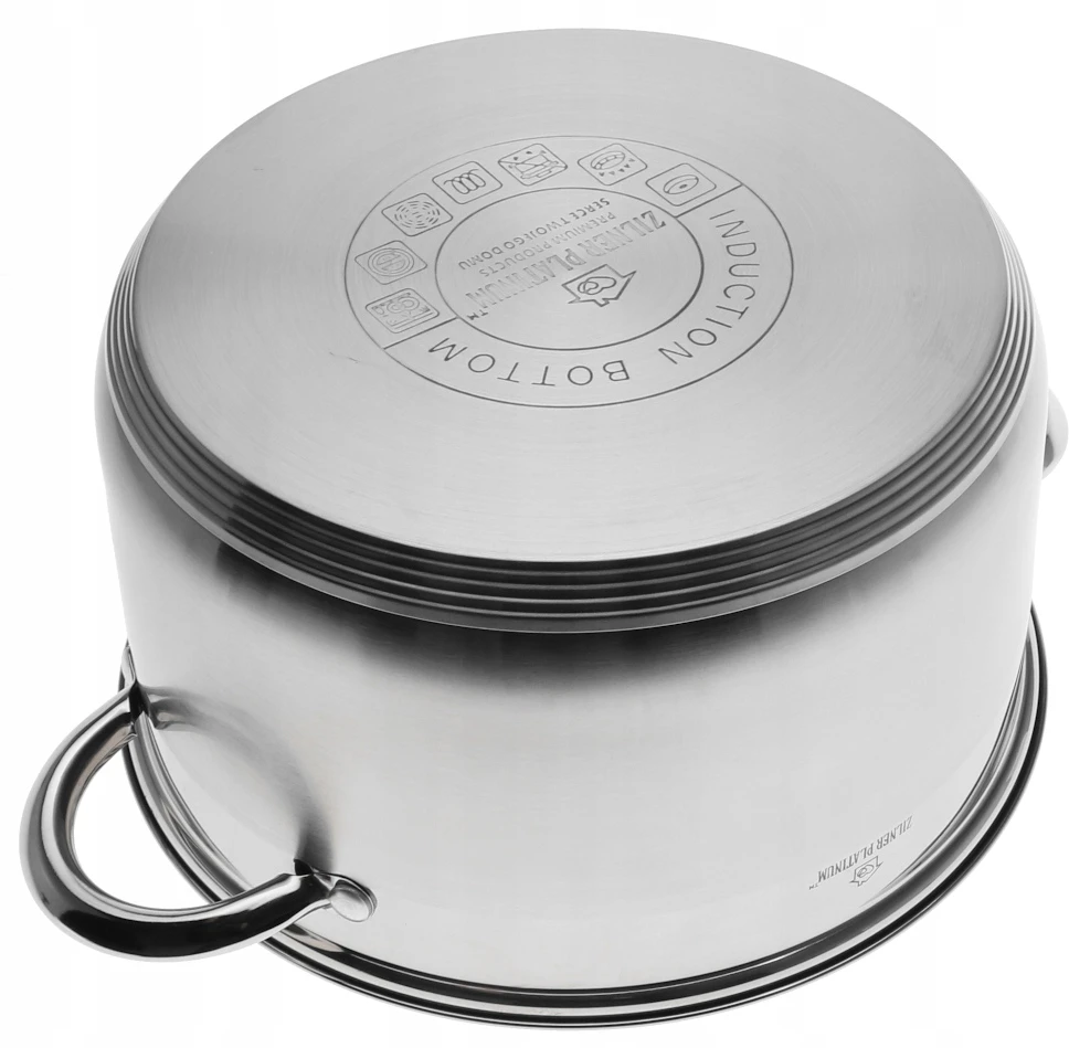 STORDAS Plieninis PUODAS 5x DUGNIS su DANGIU 5,5L 24cm INDUKCINĖS Dujos 8109/24