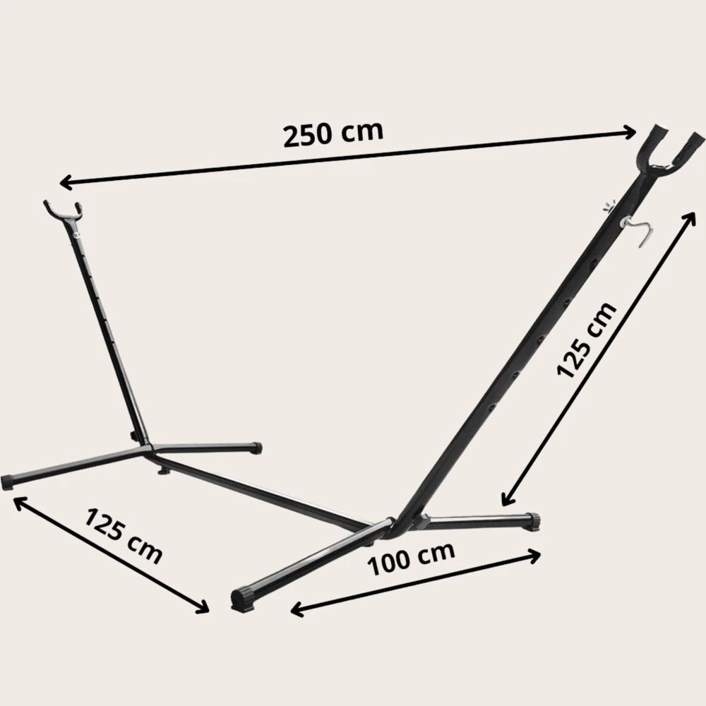 Stovykla hamakui, metalinė, juoda, dvivietė, tvirta, 300 kg