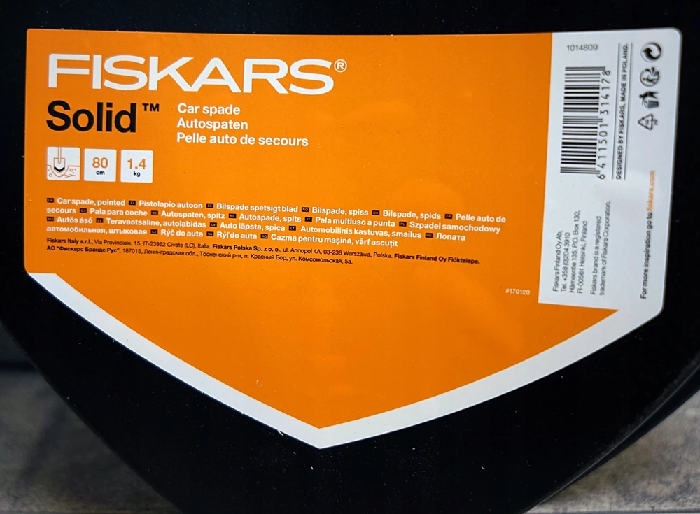 Fiskars sniego kastuvas automobiliui smailia briauna