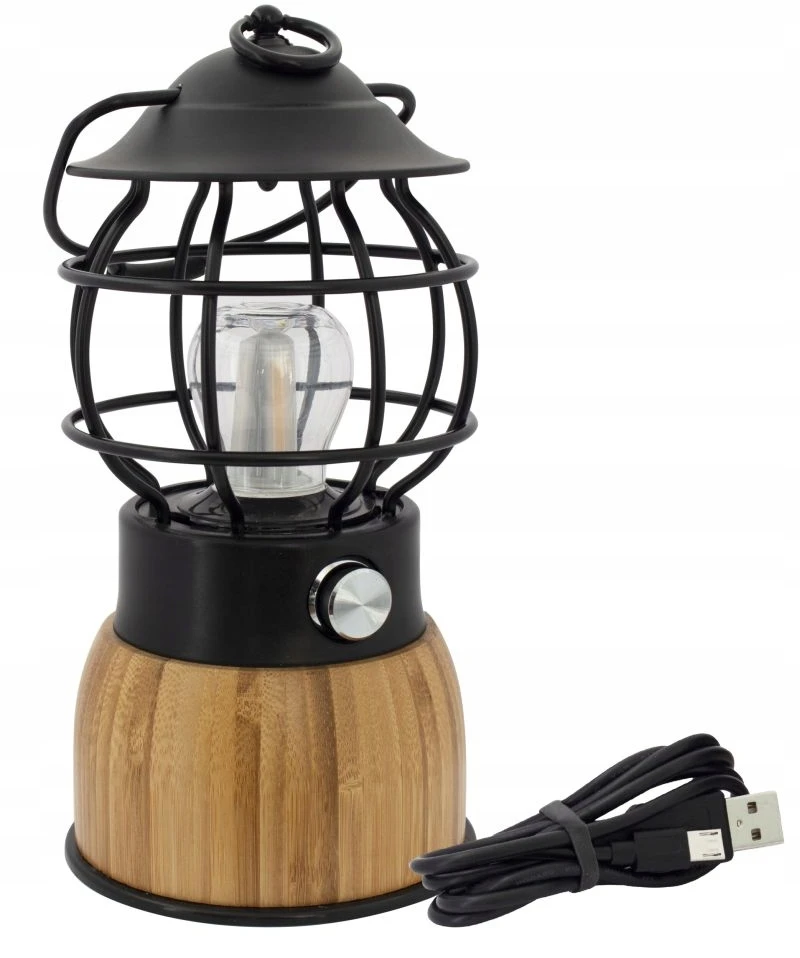 Eurotrail LED stovyklavimo lempa Breeze, juodos spalvos, bambukas