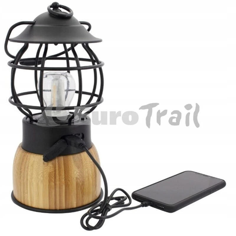 Eurotrail LED stovyklavimo lempa Breeze, juodos spalvos, bambukas