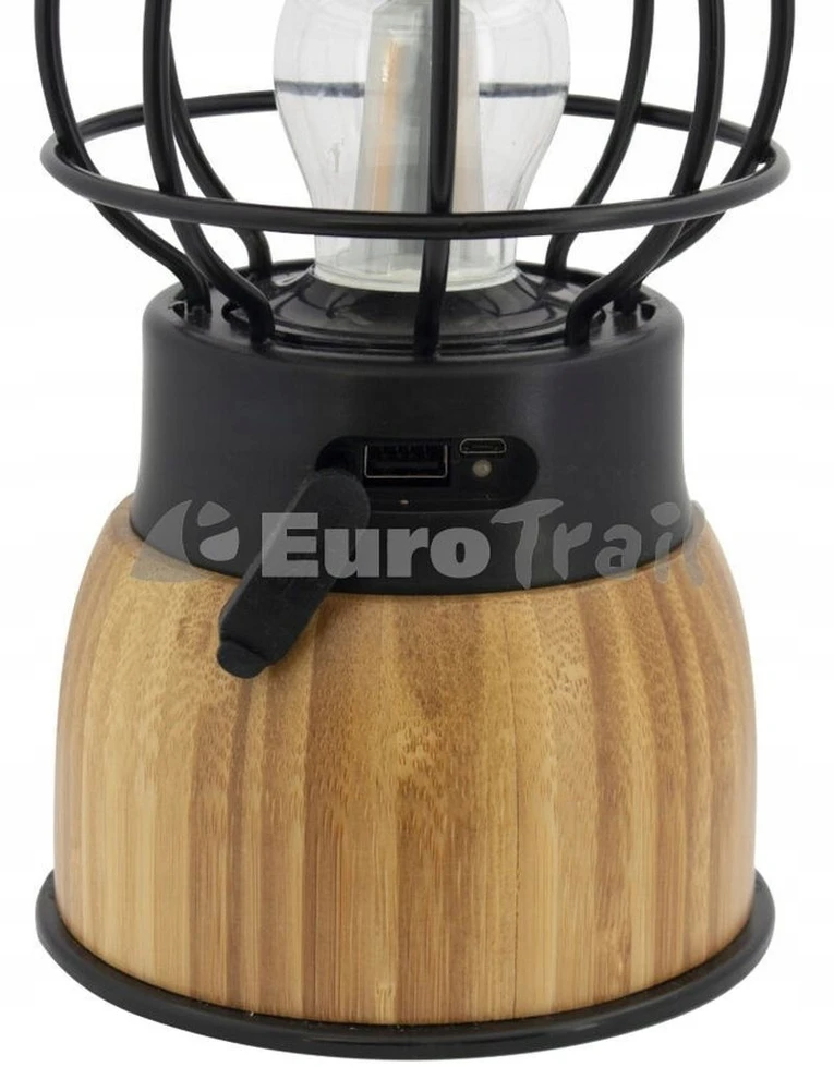 Eurotrail LED stovyklavimo lempa Breeze, juodos spalvos, bambukas