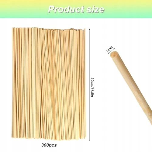 Stowarzyszenie Artystów Młode Sztuki Medinės bambukinės lazdelės pasidaryk pats, 300 vnt. 30 cm
