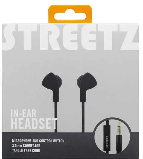 STREETZ ausinės, su mikrofonu, 3.5mm, juodos HL-W102