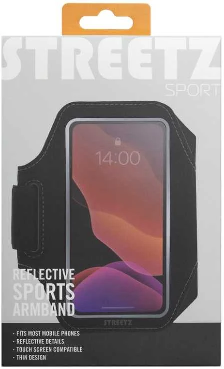 STREETZ plonas sportinis dėklas, iki 6.5" telefonams, juodas SPO-002
