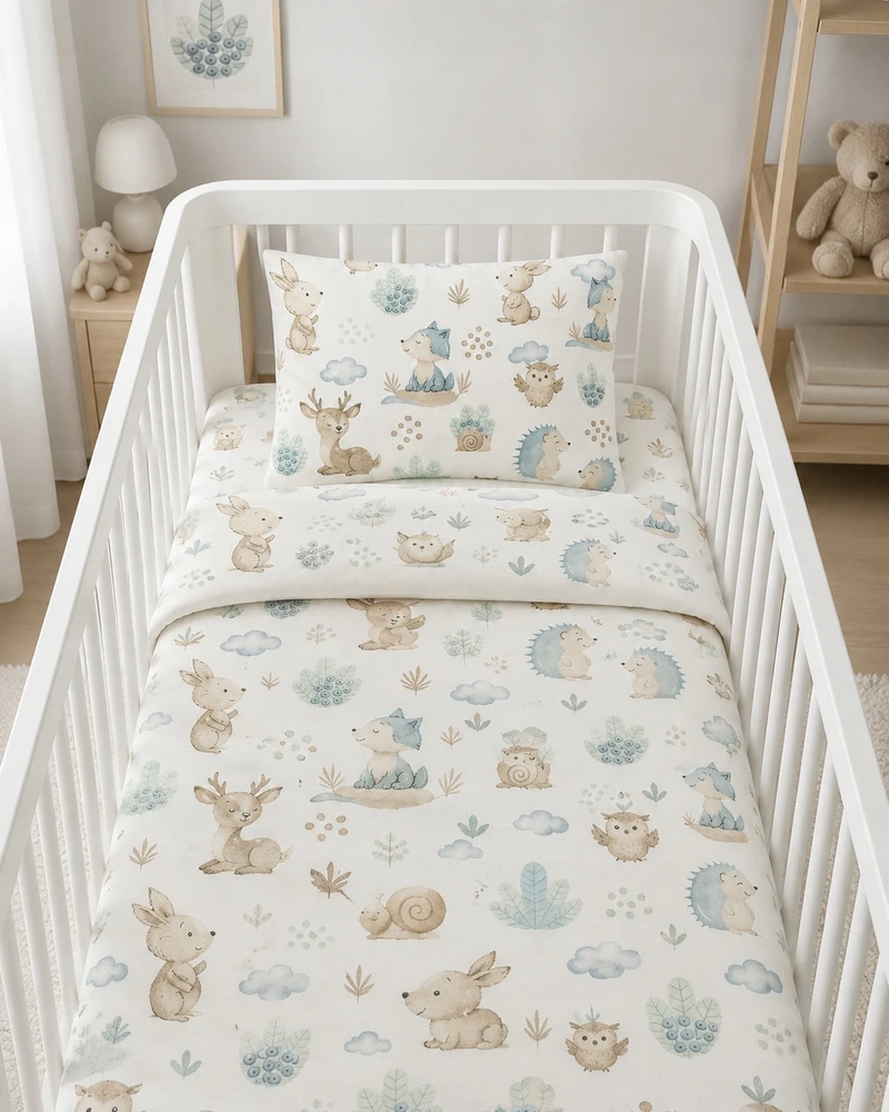 Strefa Spania Vaikiška patalynė 90x120 lovytei Sleep Zone medvilnė Hedgehogs Deer