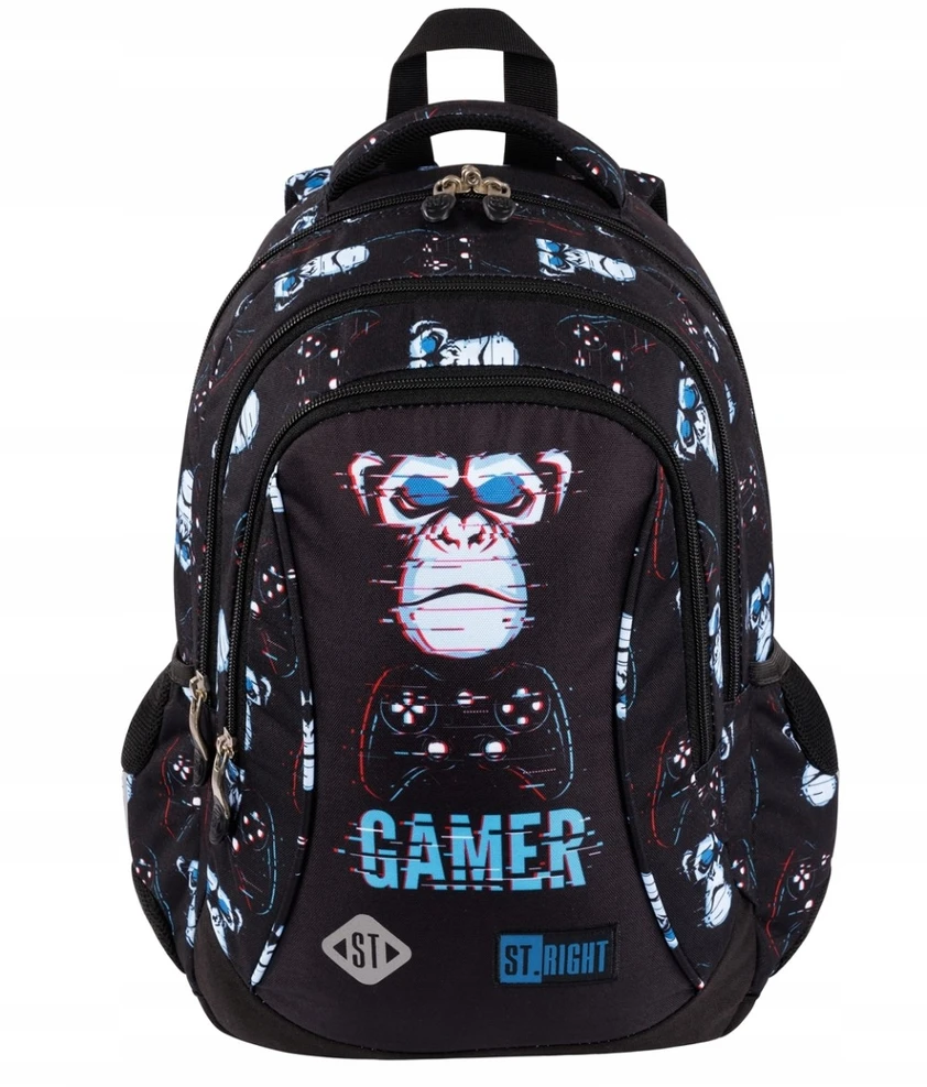 St.Right Mokyklinė kuprinė su dėklu "mėlynas Gamer" 2in1, 1-3 klasei