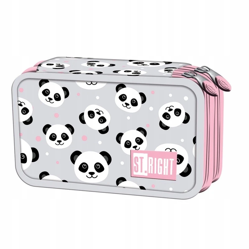 ST.RIGHT Pieštukas Case with Equipment Double Pencils Markers Pilkas Panda PC04 5326 Krepšys su įrangos dvigubai pieštukai žymekliai Pilka Panda PC04 5326