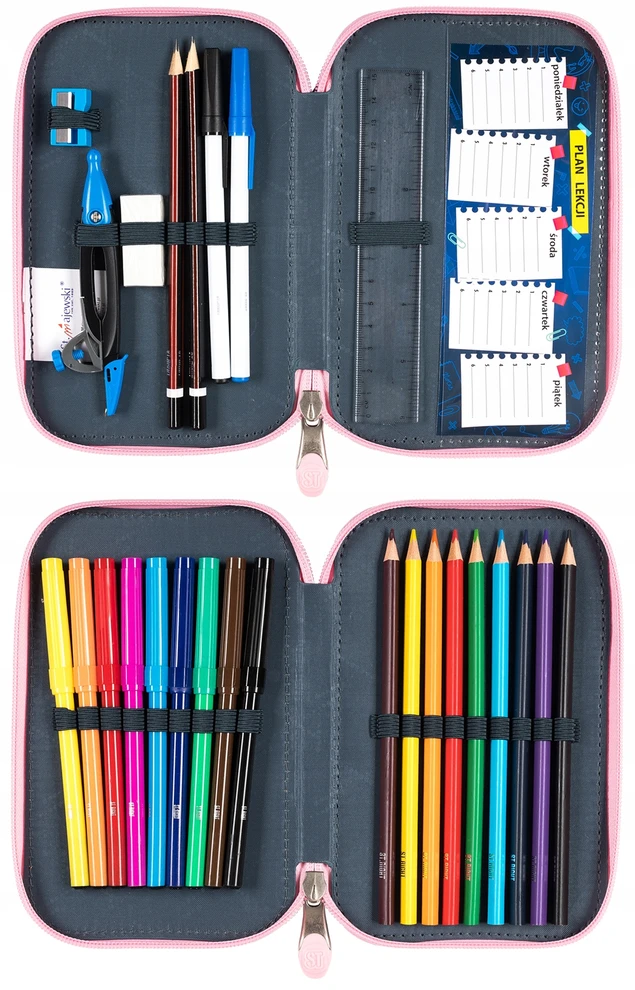 ST.RIGHT Pieštukas Case with Equipment Double Pencils Markers Pilkas Panda PC04 5326 Krepšys su įrangos dvigubai pieštukai žymekliai Pilka Panda PC04 5326