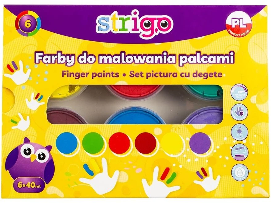 Strigo Dažai vaikams nuo 2 metų, 6 spalvos, 40 ml