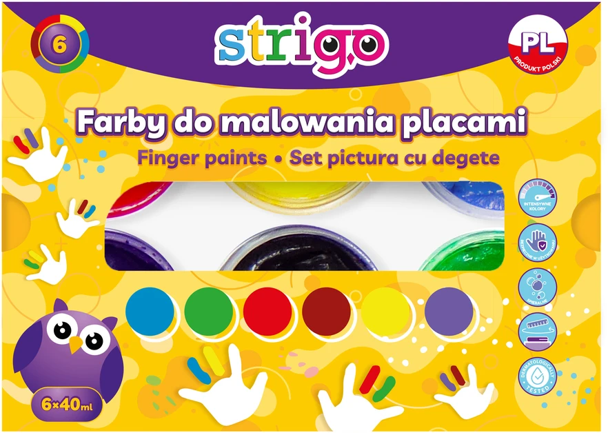 Strigo Dažai vaikams nuo 2 metų, 6 spalvos, 40 ml