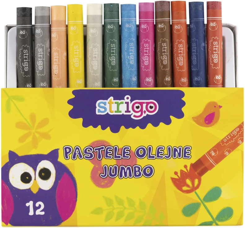 "Strigo" didelės aliejinės pastelės 12 spalvų