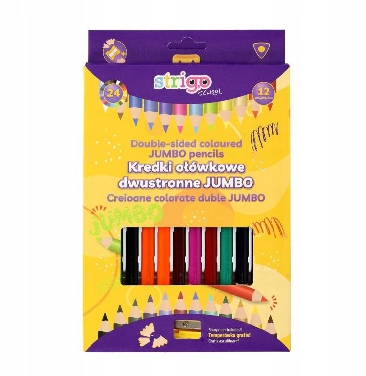 Strigo Jumbo trójkątne kredelės 12 vnt.