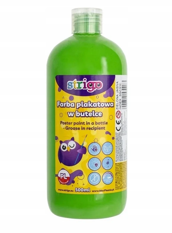 Strigo plakatiniai dažai 500 ml, šviesiai žali, plaunami