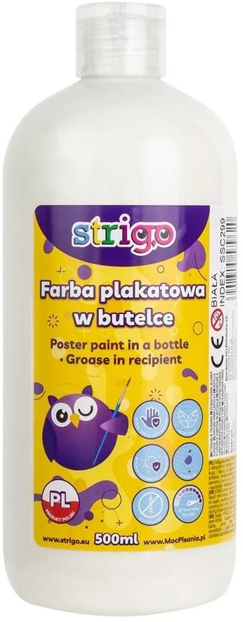 Strigo plakato dažai, 500 ml, balti, vaikams