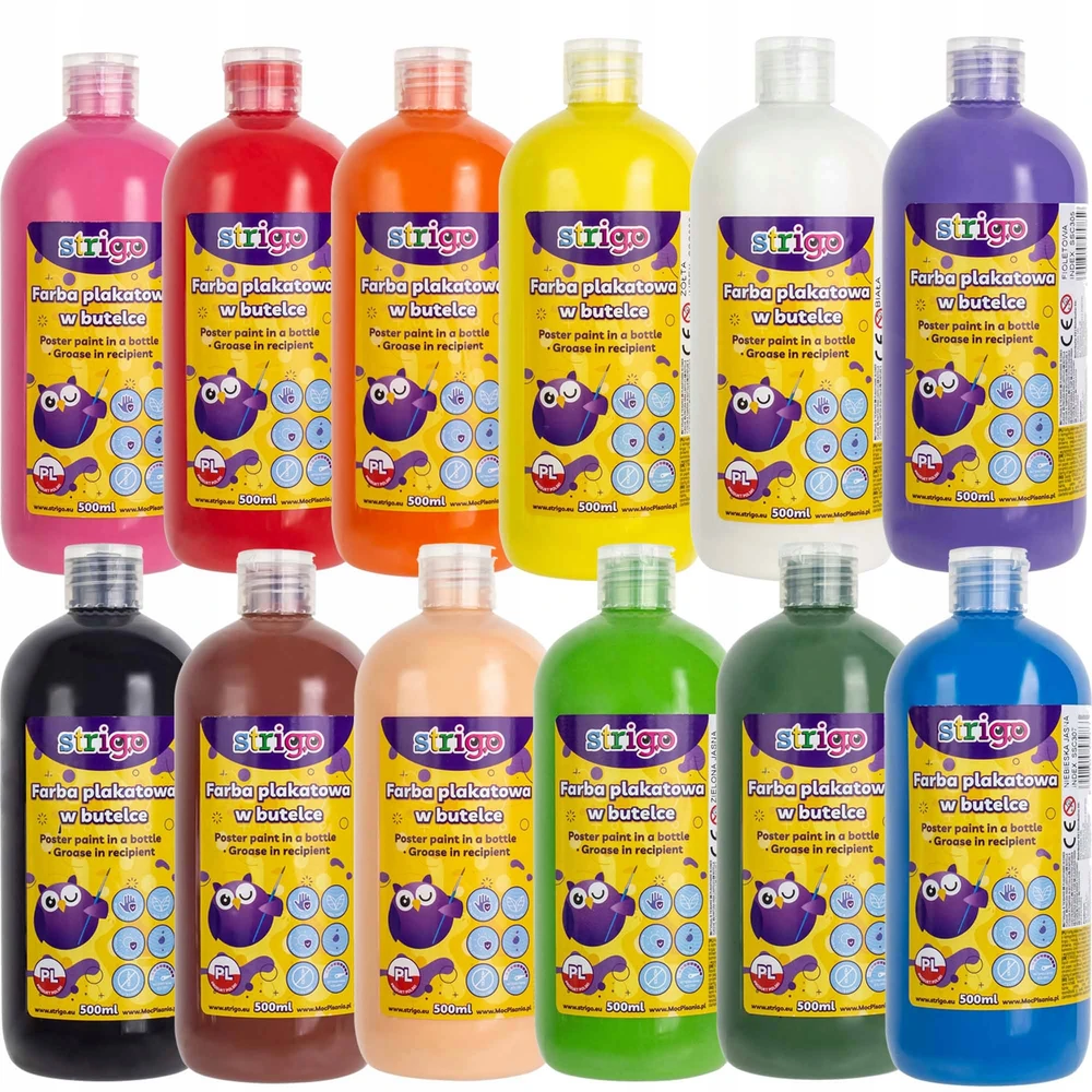 Strigo plakato dažai, 500 ml, balti, vaikams