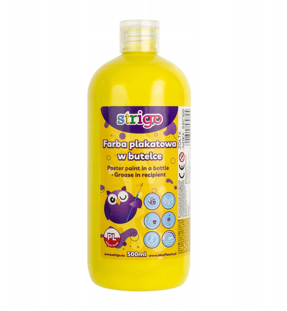 Strigo plakatų dažai, geltoni, 500 ml