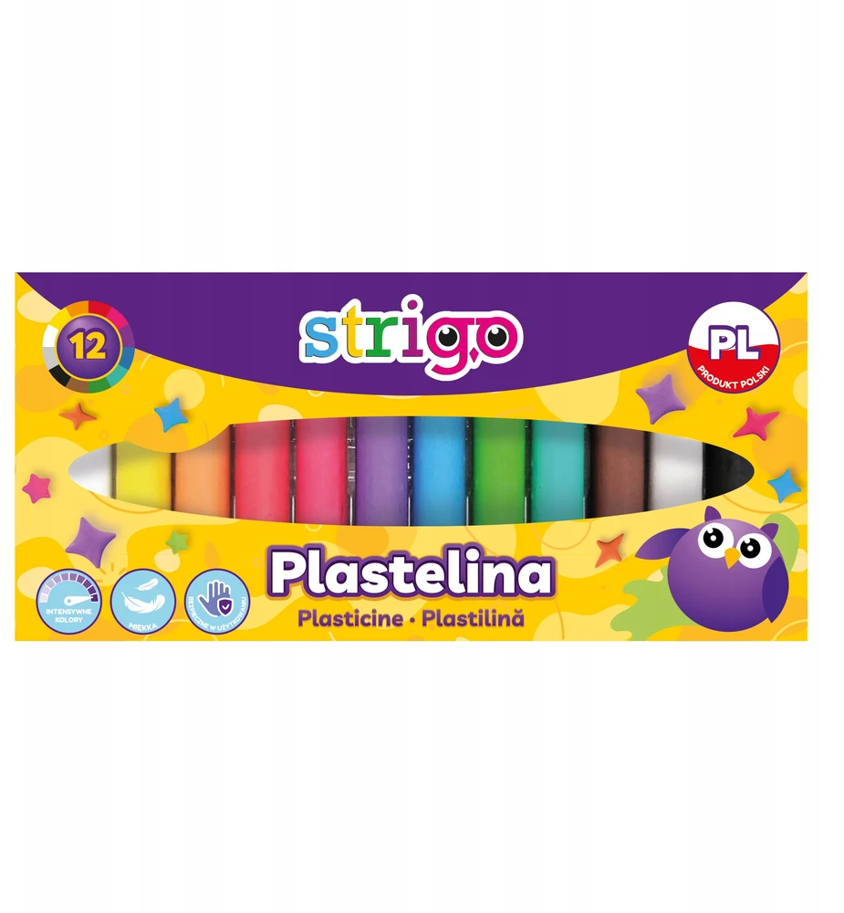 Strigo Plastelinos rinkinys vaikams, 12 spalvų
