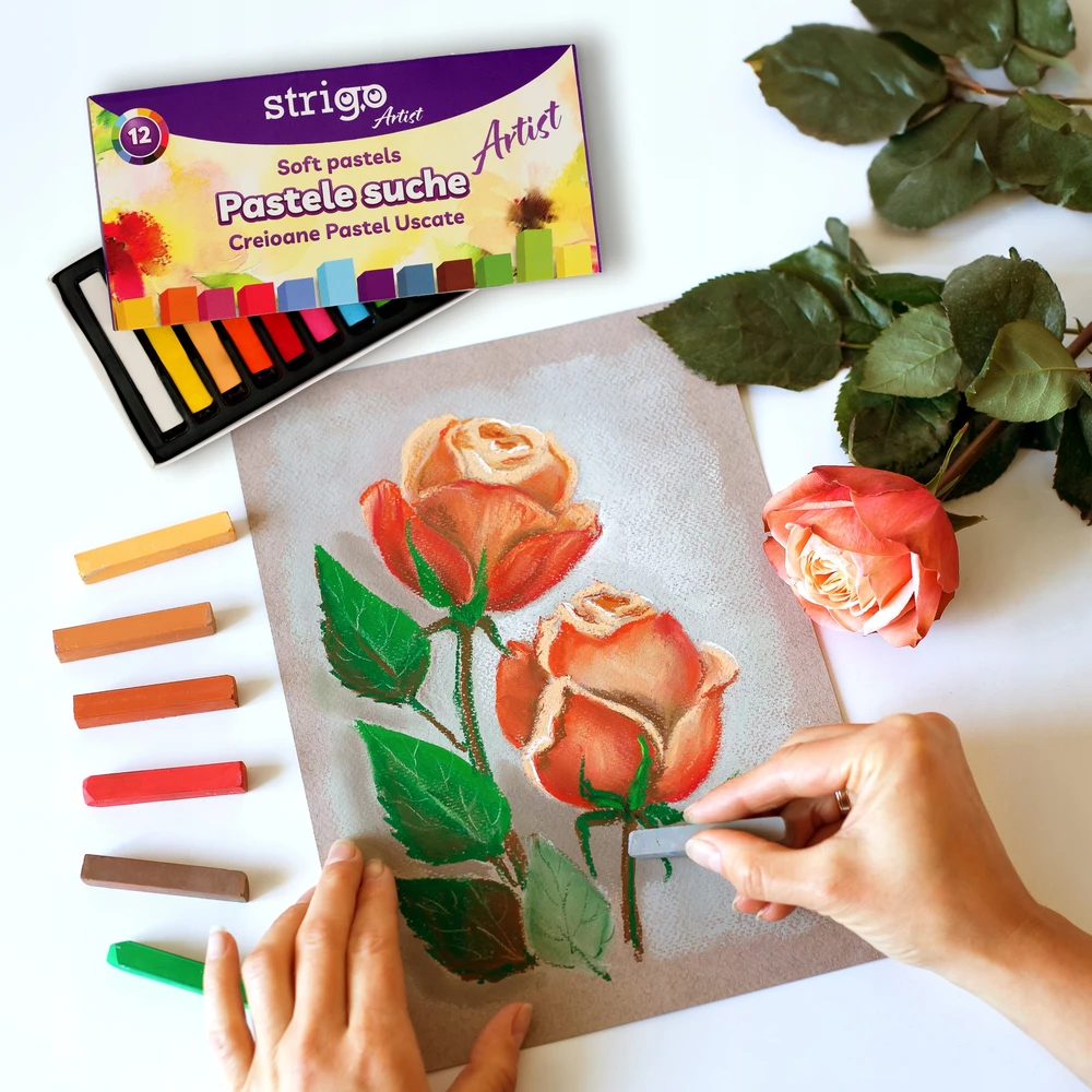 Strigo sausieji pasteliai, 12 spalvų