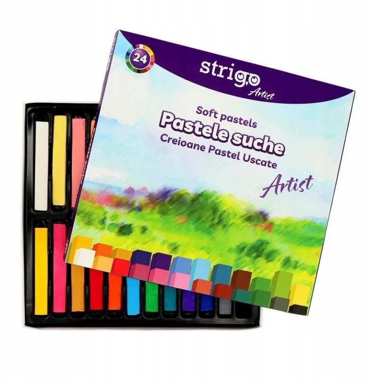 Strigo sausų pastelinių kreidelių rinkinys, 24 spalvos