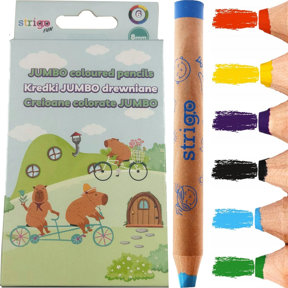 Strigo Storio Jumbo kreidelės vaikams, 6 vnt., medinėje pakuotėje