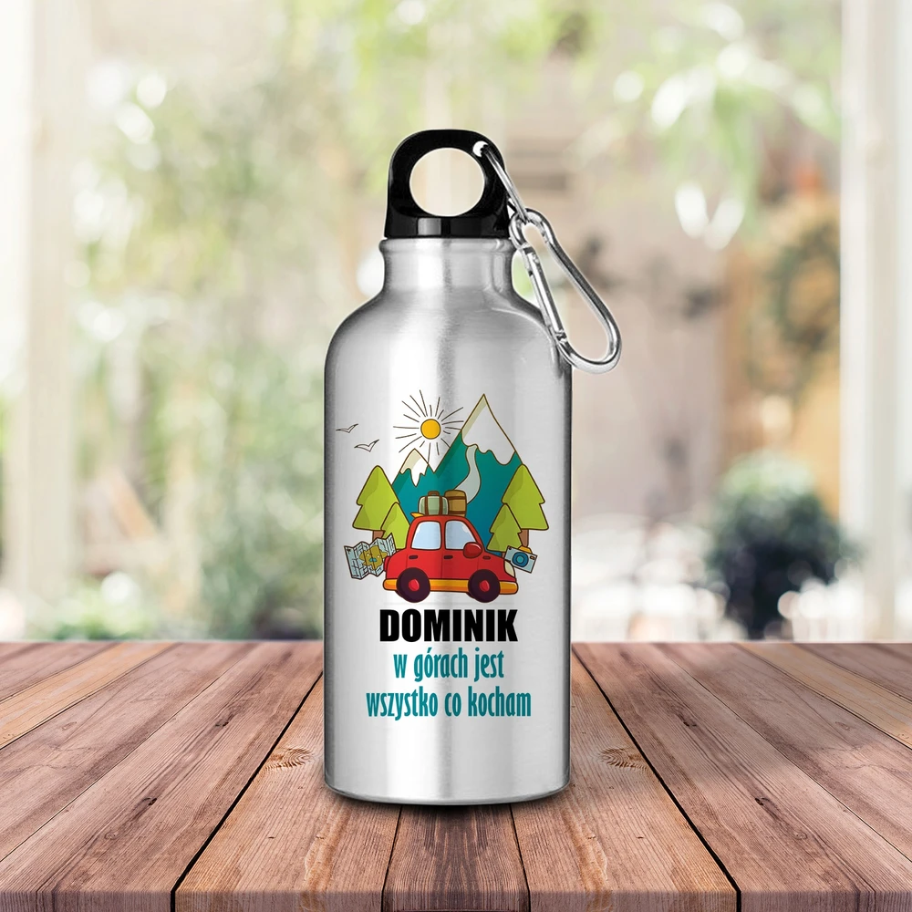 Style Couture BUTELIS 400 ml turistinė dovana I LOVE MOUNTAINS YOUR NAME NAUTRA Patterns