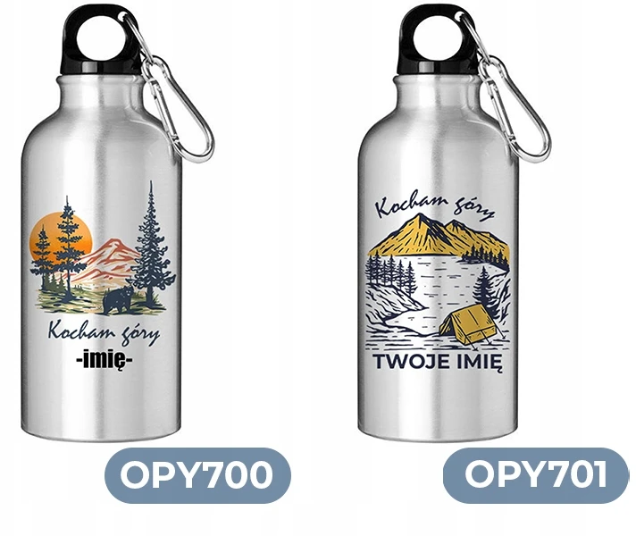 Style Couture BUTELIS 400 ml turistinė dovana I LOVE MOUNTAINS YOUR NAME NAUTRA Patterns