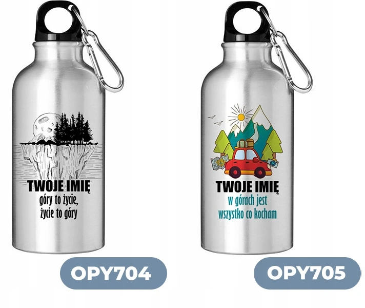Style Couture BUTELIS 400 ml turistinė dovana I LOVE MOUNTAINS YOUR NAME NAUTRA Patterns