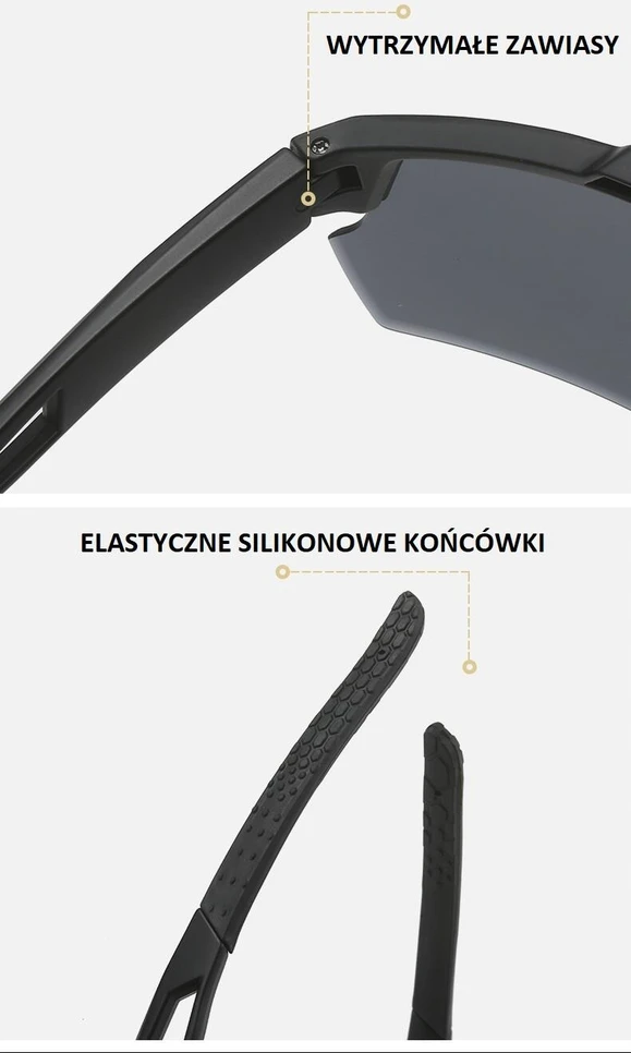 Stylion Sportiniai akiniai nuo saulės Uv400, juodi, su dėklu