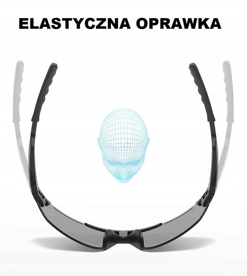 Stylion Sportiniai saulės akiniai SVM-11, UV400, juodi su mėlynais veidrodiniais lęšiais