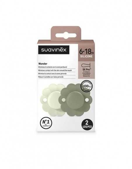SUAVINEX - 2 PAKUOTĖS fiziologinis silikoninis čiulptukas SX Pro Wonder, 6-18 mėnesių