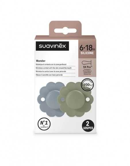 SUAVINEX - 2 PAKUOTĖS fiziologinis silikoninis čiulptukas SX Pro Wonder, 6-18 mėnesių