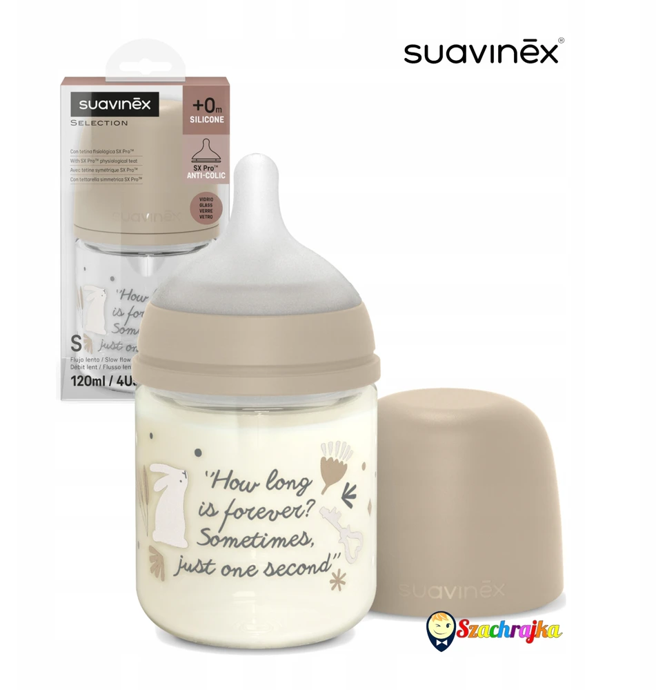 Suavinex Anti-colic stiklinis buteliukas SX Pro 120 ml laisvas srautas 0m+