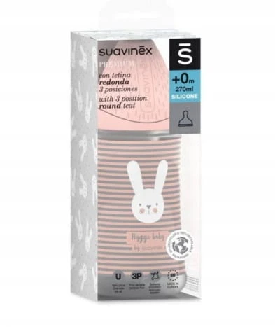 Suavinex buteliukas 270ml Premium apvalus silikoninis žindukas, 3 srautų