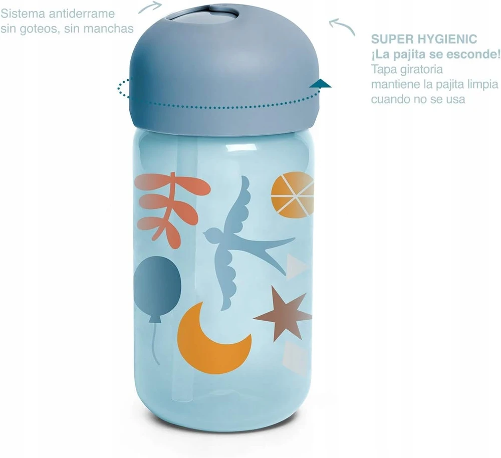 Suavinex Lighting Into The Forest gertuvė su šiaudeliu Mėlyna 340 ml