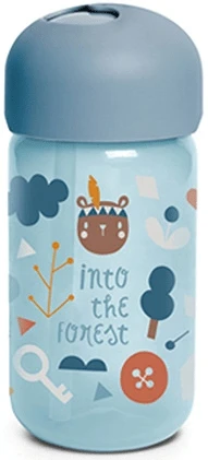 Suavinex Lighting Into The Forest gertuvė su šiaudeliu Mėlyna 340 ml
