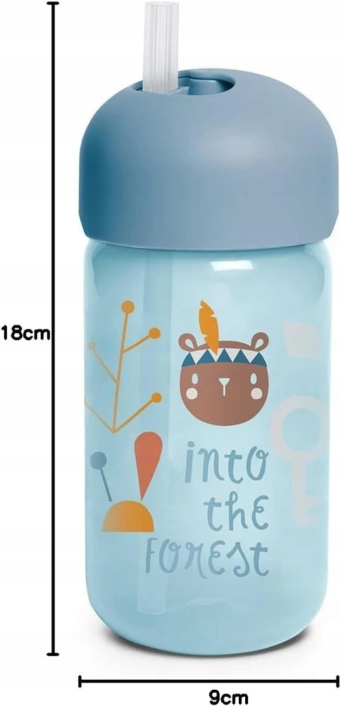 Suavinex Lighting Into The Forest gertuvė su šiaudeliu Mėlyna 340 ml