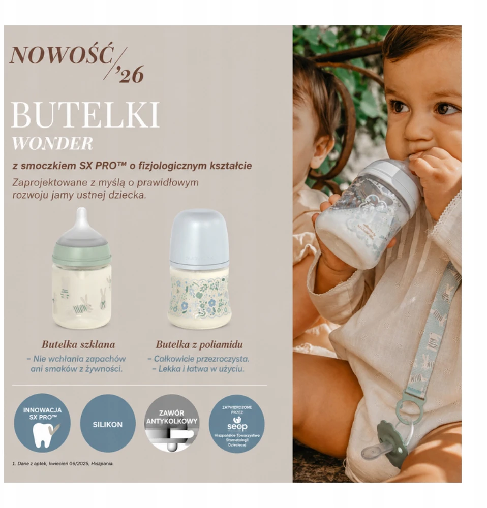 Suavinex stiklinis buteliukas nuo pilvo dieglių SX Pro 240 ml vidutinio srauto M 3m+